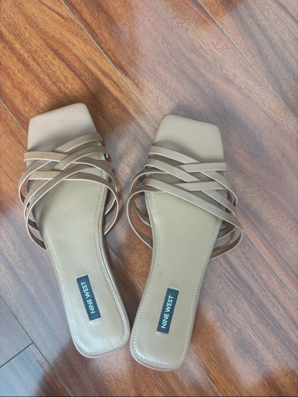 Nine West Size 9 Square-Toe Slide Sandals
